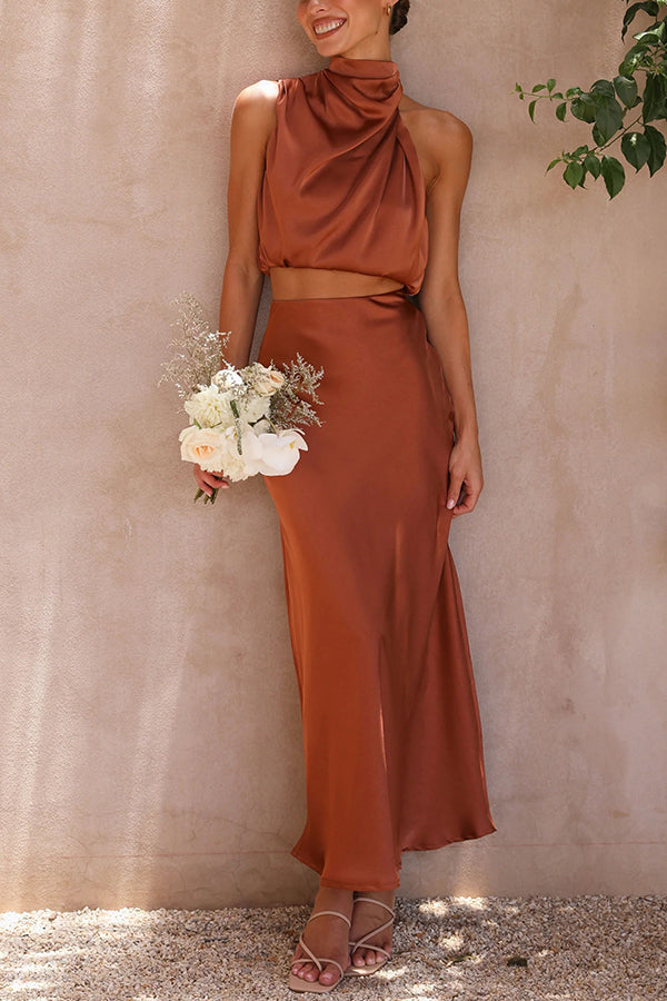 Robe Satinée Adèle | Dos Nu, Élégance Minimaliste, Maxi 2