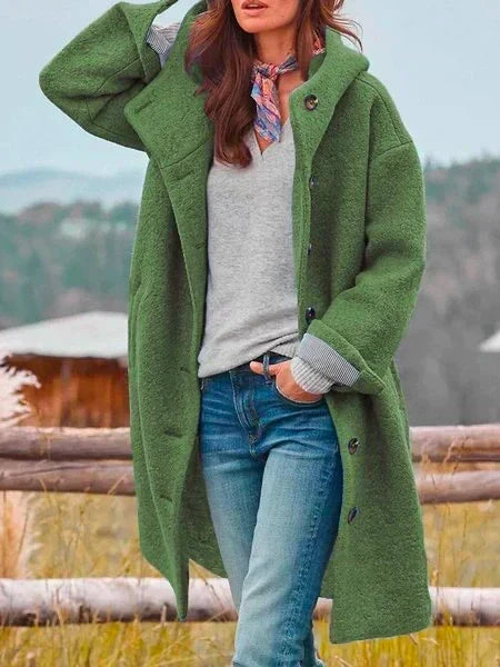 Manteau Douillet en Laine Audrey Femme - Vert