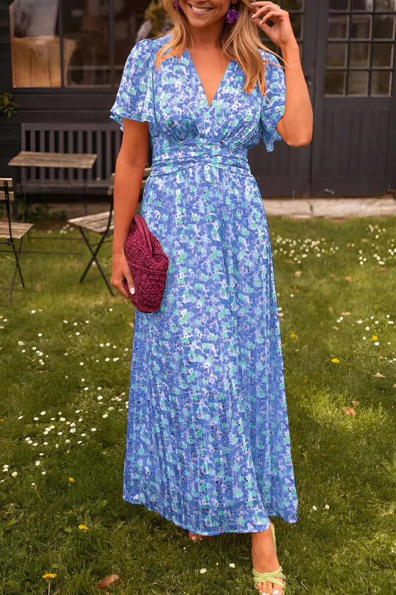 Robe Fleurie Alice | Taille Élastique, Manches Courtes, Été Chic 1