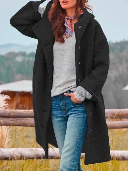 Manteau Douillet en Laine Audrey Femme - Noir