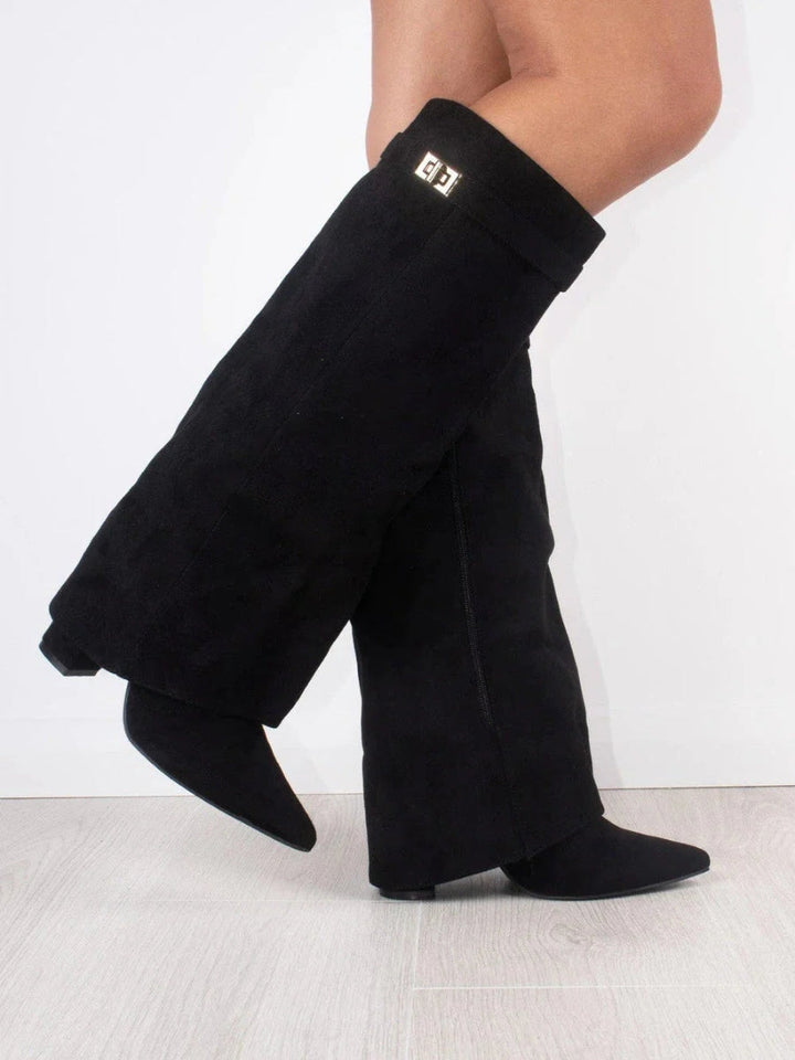 Bottes Élégantes Jade Femme | Suède Doux, Accents Dorés 3