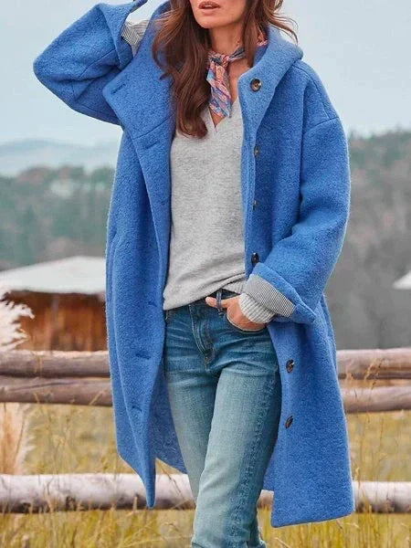 Manteau Douillet en Laine Audrey Femme - Bleu