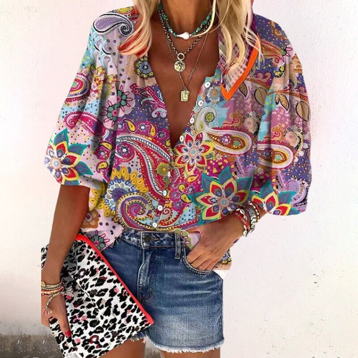 Blouse Bella | Imprimé Élégant, Manches Trois-Quarts, Chic pour Femme 1