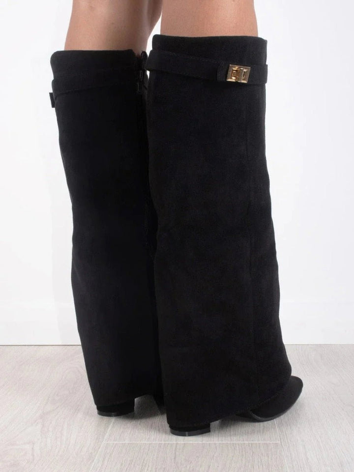 Bottes Bella | Suède Noir avec Détails Dorés Élégants pour Femme 5