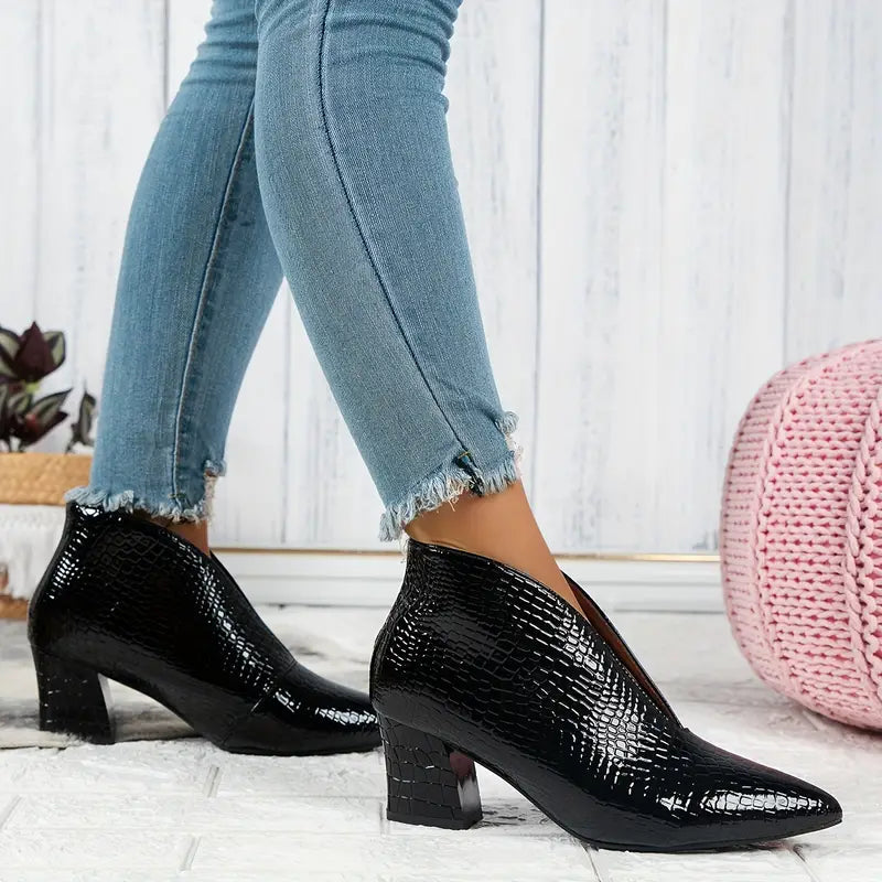 Bottines Sietske Femme | Croco Brillant & Élégance Moderne 1