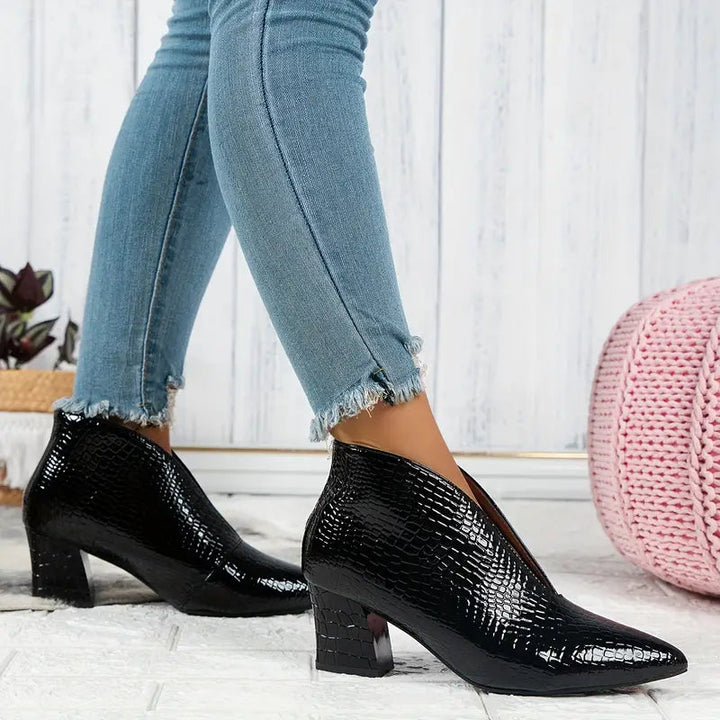 Bottines Sietske Femme | Croco Brillant & Élégance Moderne 1