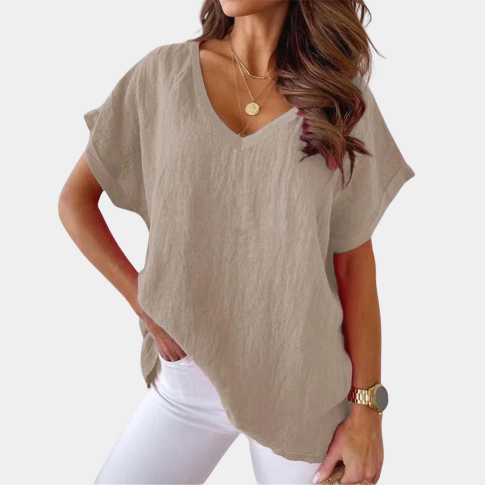 T-shirt Ample Julia Femme | Col V, Tissu Fluide 0
