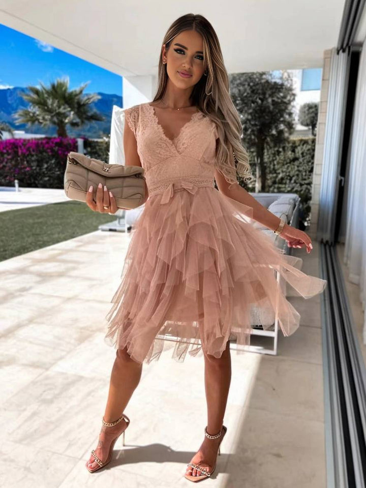 Robe Tulle Juliette | Volants, Dentelle, Décolleté V, Soirée Chic 8