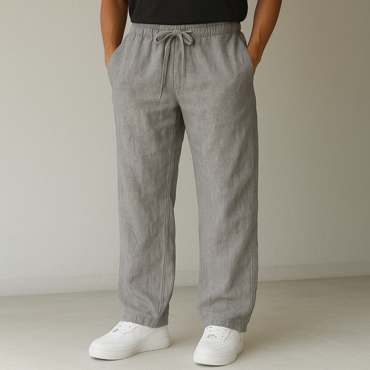 Pantalon en Lin Romain | Coupe Décontractée pour Homme, Poches Profondes 4