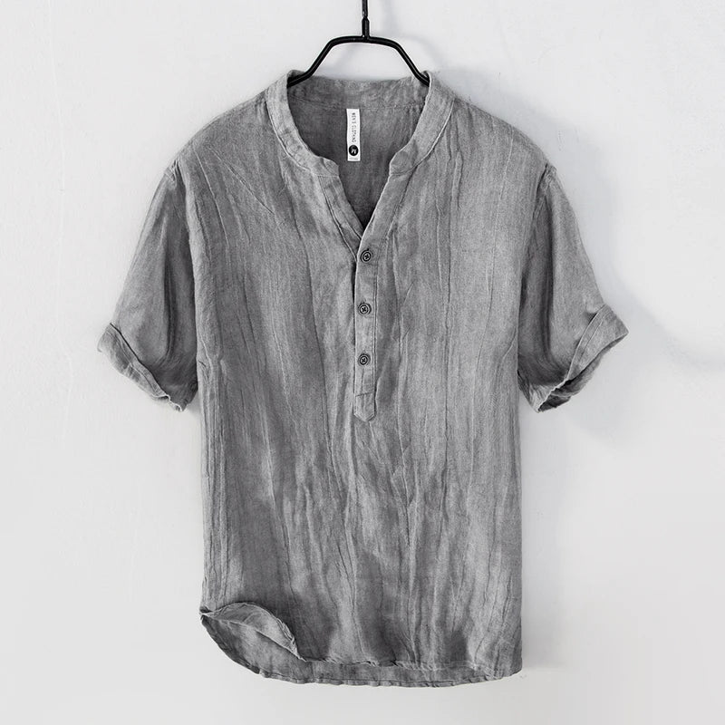 Chemise Celvon | Lin léger, col montant pour homme 0