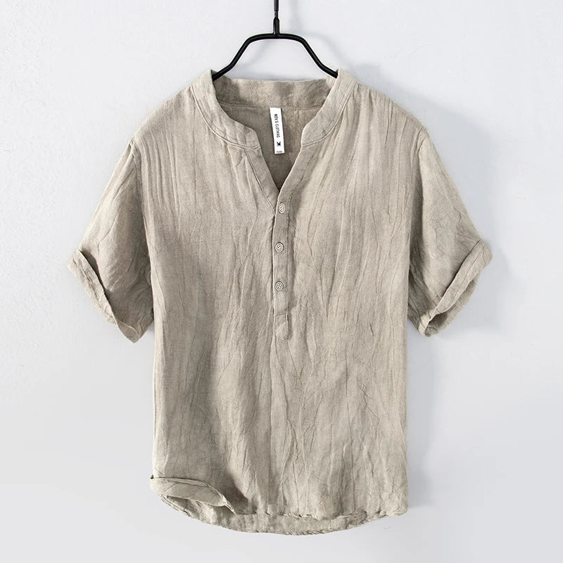 Chemise Celvon | Lin léger, col montant pour homme 1