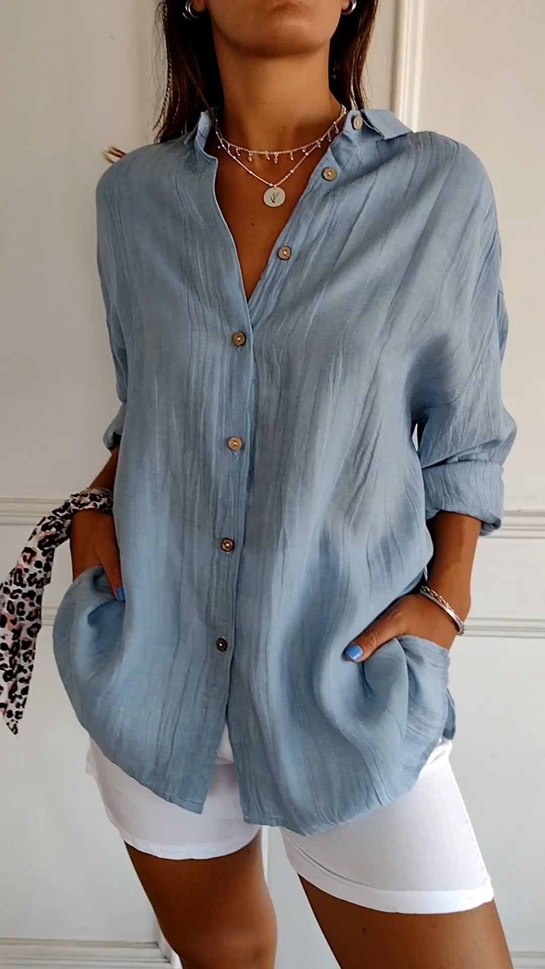 Chemise Clara | Coton Léger, Coupe Ample & Manches Retroussables 0