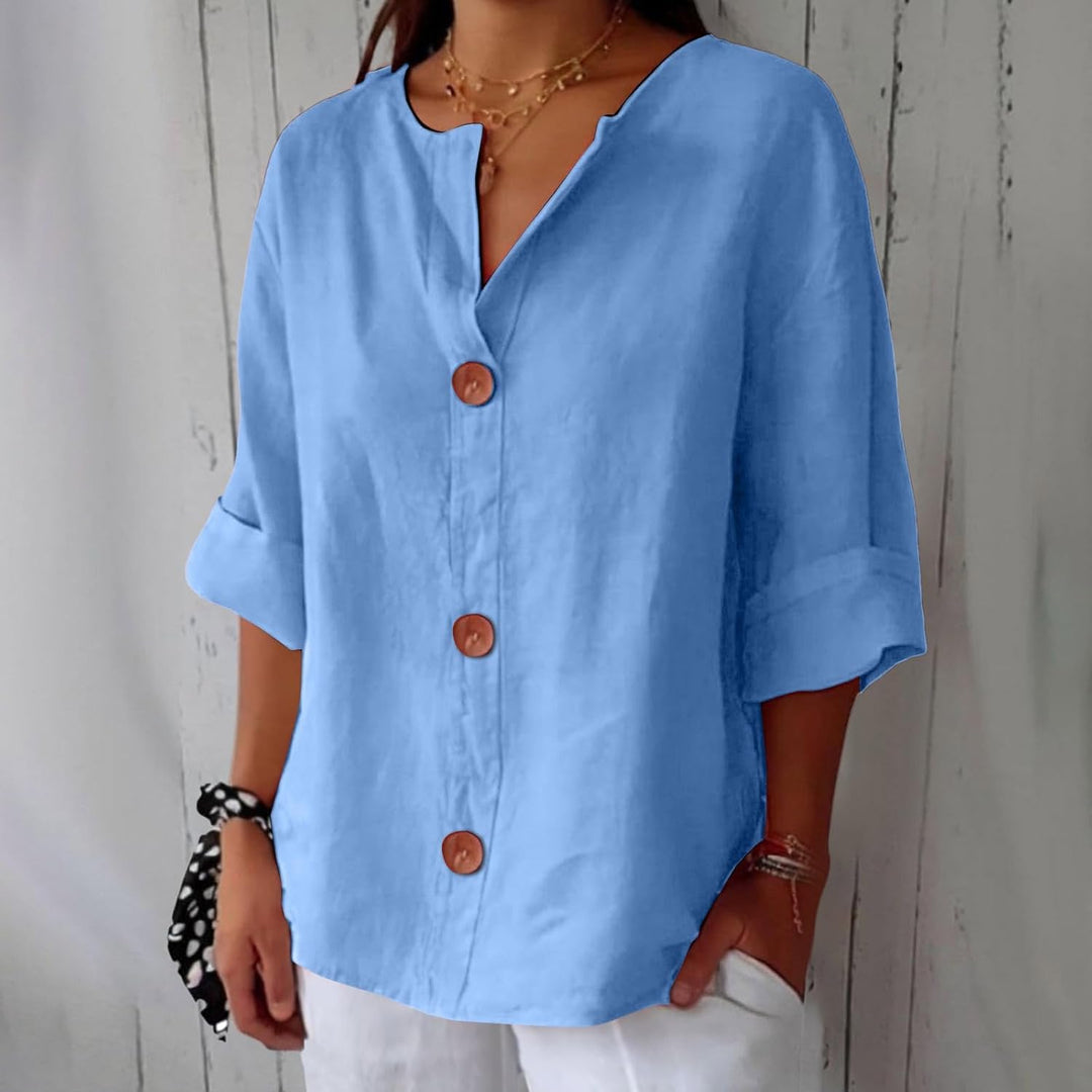 Chemise Livia | Lin Léger, Coupe Large & Col en V pour Femme 4