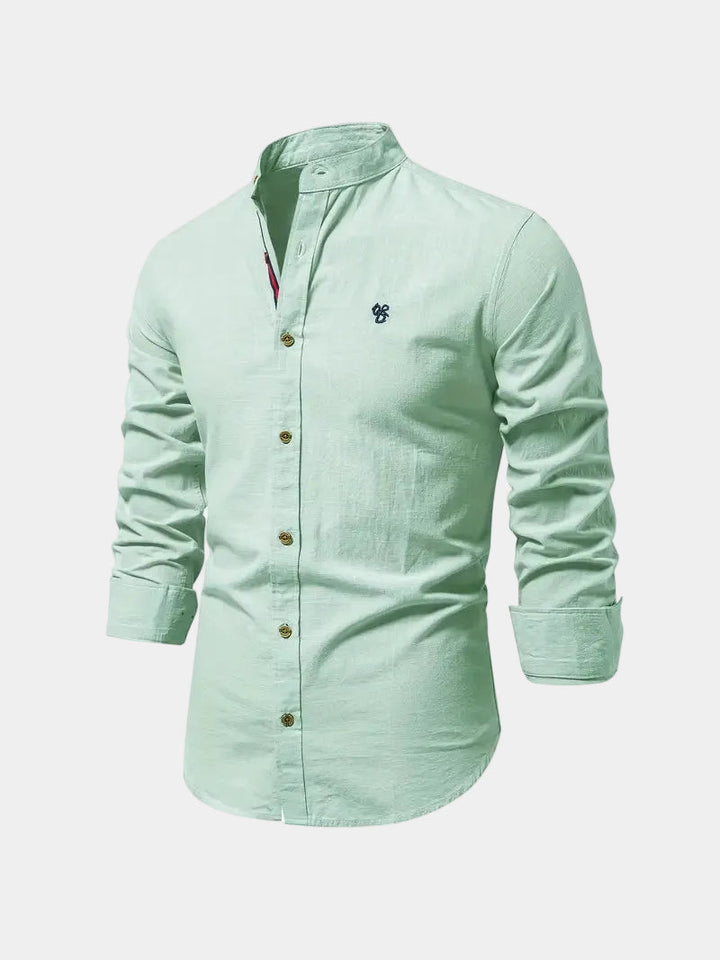 Chemise Mao Hugo | Col moderne, logo brodé et manches longues 0