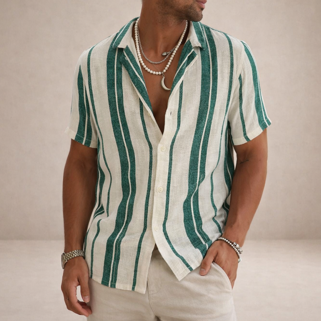 Chemise Noham | Lin Léger à Rayures, Coupe Regular Fit 0