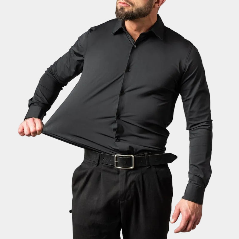 Chemise droite Hugo | Col classique, manches longues en 100% coton 0