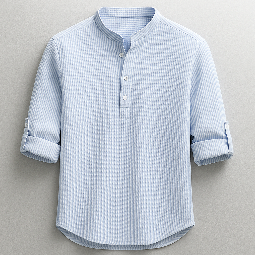 Chemise homme Alaric | Col Mao & Manches Retroussées, 100% Coton 0