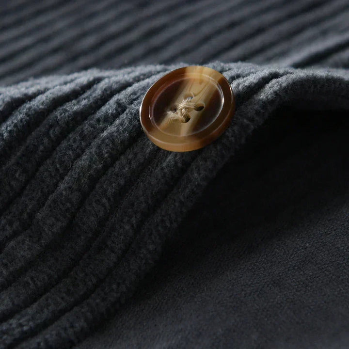 Chemise homme Laurent | Velours côtelé gris-bleu, coupe décontractée 6