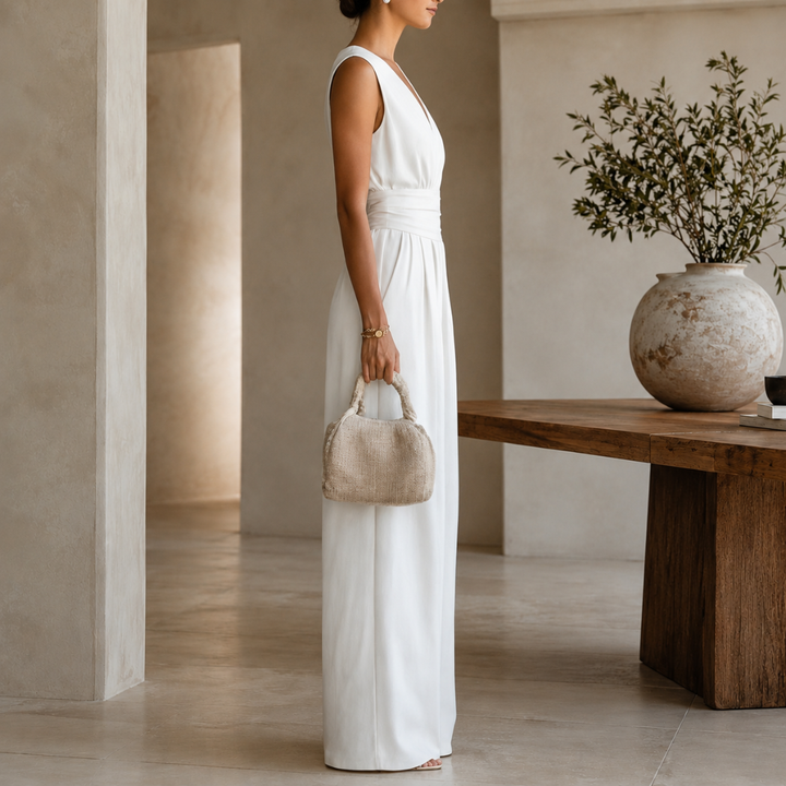 Combinaison Femme Ysolde | Longue, Col V, Jambes Larges, Ceinture Élégante 1