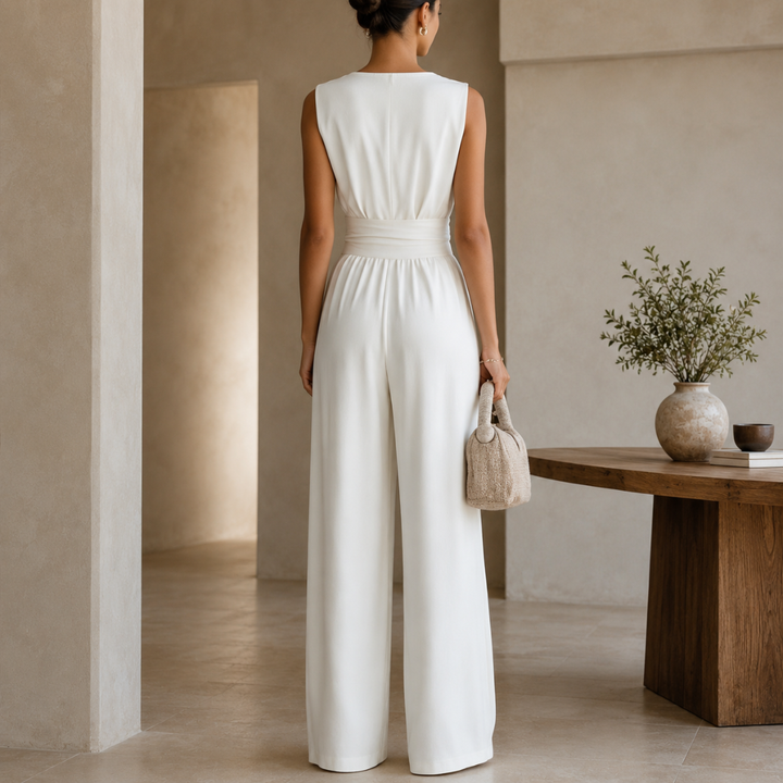 Combinaison Femme Ysolde | Longue, Col V, Jambes Larges, Ceinture Élégante 3