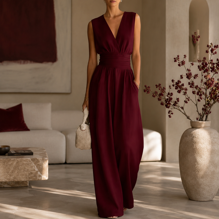 Combinaison Femme Ysolde | Longue, Col V, Jambes Larges, Ceinture Élégante 6