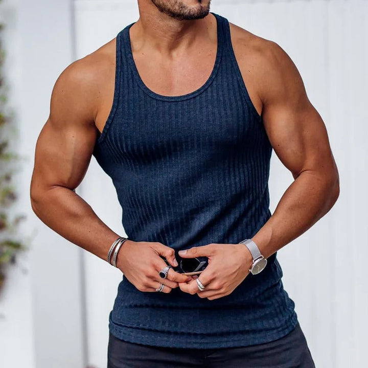 Débardeur Côtelé Noir Homme | Ajusté, Sans Manches, Idéal Sport et Musculation 4