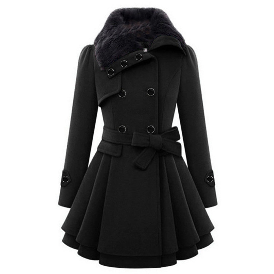 Manteau Évasé Manon Femme | Col Fausse Fourrure, Ceinture, Laine Chaude 6