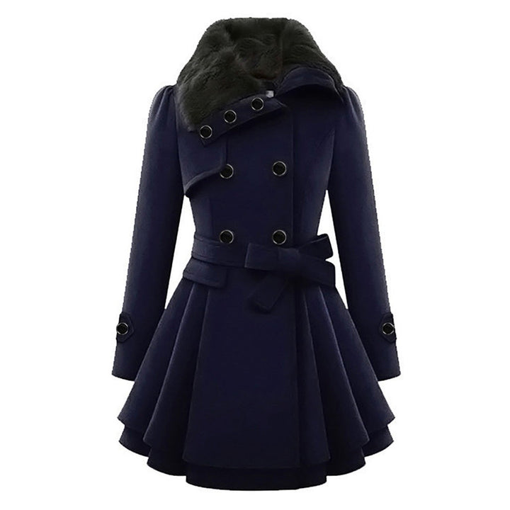 Manteau Évasé Manon Femme | Col Fausse Fourrure, Ceinture, Laine Chaude 7