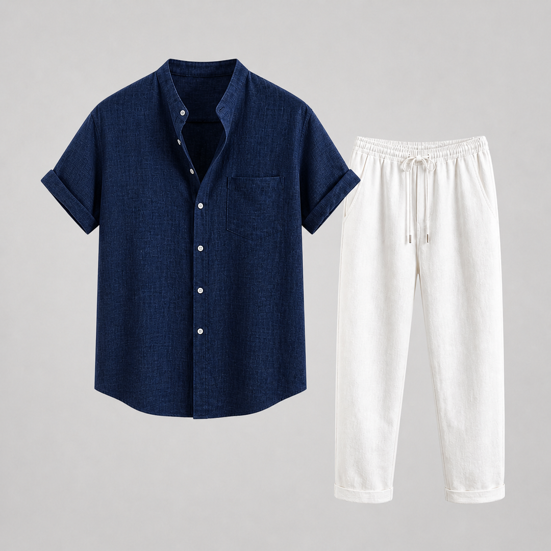 Ensemble Été Homme Gaspard | Lin Léger, Chemise Manches Courtes & Pantalon Droit 6