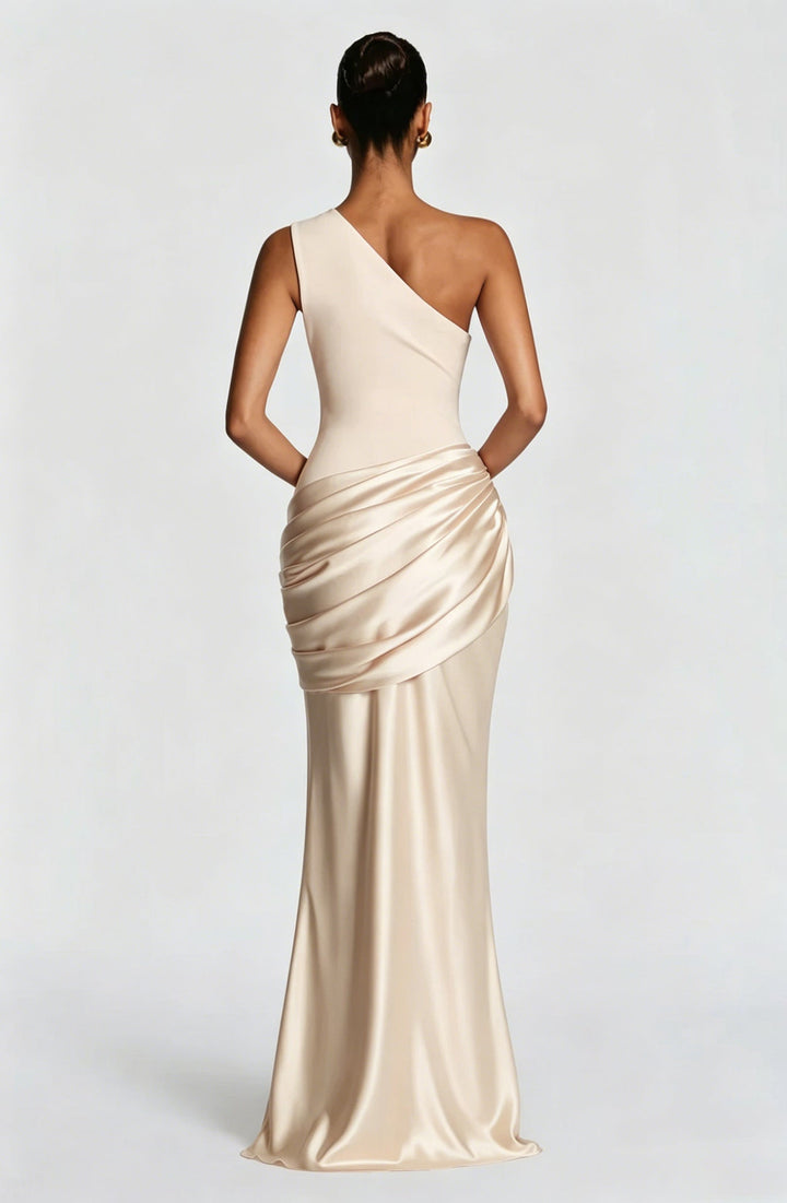 Capucine Maxi Dress | One-Shoulder, Draped Detail, Elegance