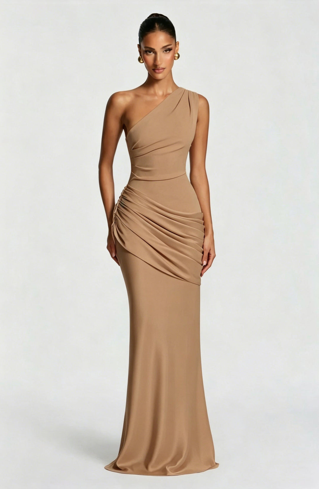 Capucine Maxi Dress | One-Shoulder, Draped Detail, Elegance