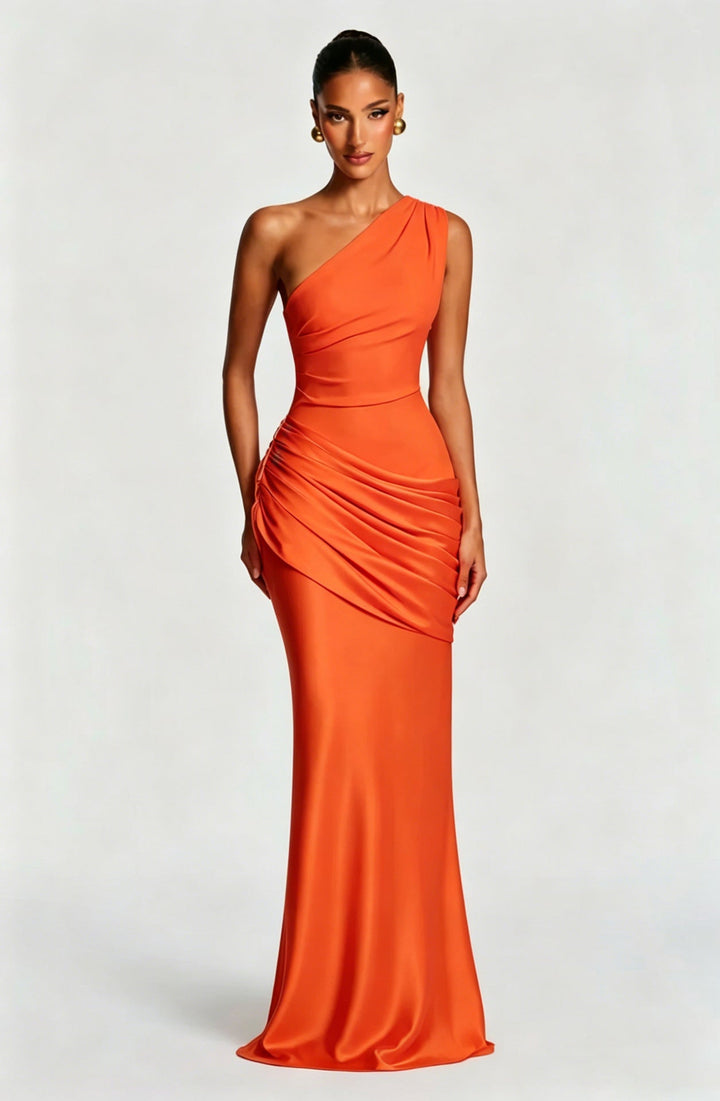 Capucine Maxi Dress | One-Shoulder, Draped Detail, Elegance