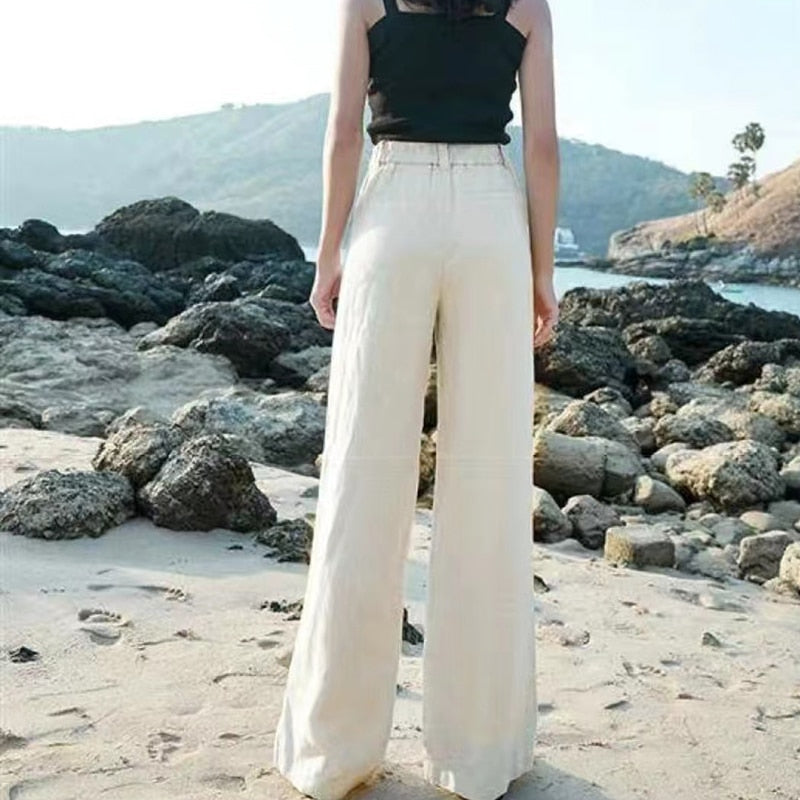 Pantalon Lina | Pantalon Fluide Femme en Lin Léger, Taille Haute et Coupe Ample 4