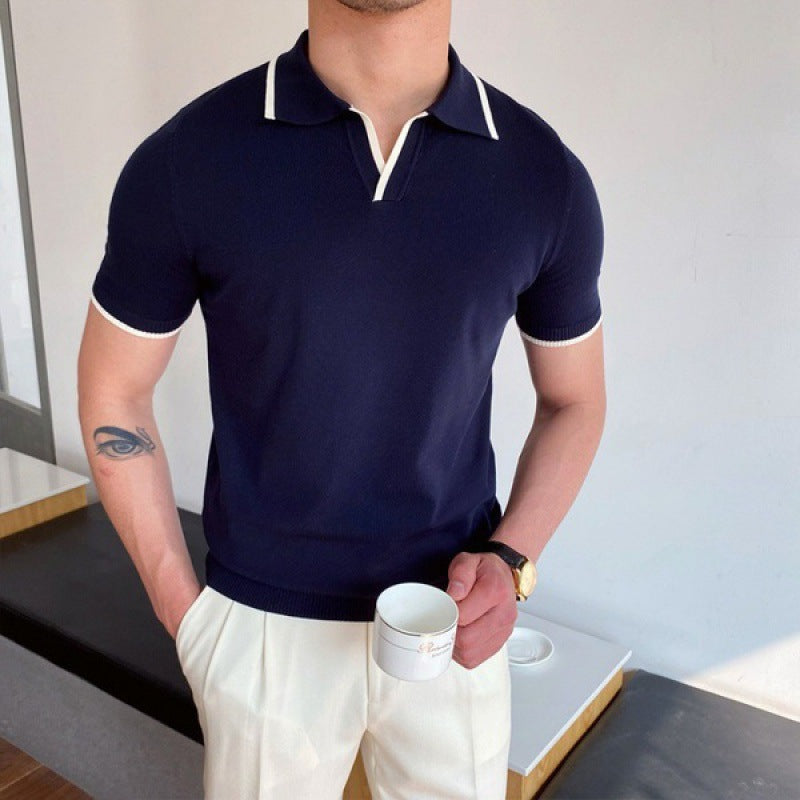 Polo homme Léo | Col ouvert & coupe ajustée en maille légère 0
