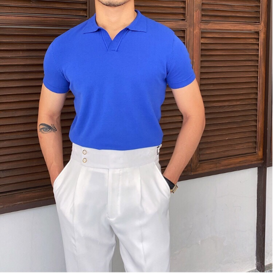 Polo homme Léo | Col ouvert & coupe ajustée en maille légère 4