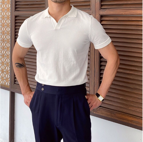 Polo homme Léo | Col ouvert & coupe ajustée en maille légère 7