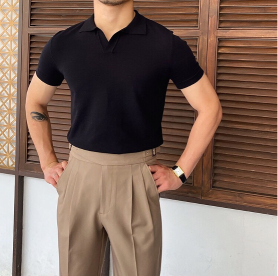 Polo homme Léo | Col ouvert & coupe ajustée en maille légère 8