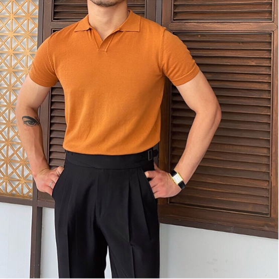 Polo homme Léo | Col ouvert & coupe ajustée en maille légère 9
