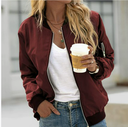 Veste Bomber Courte Lina Femme | Fermeture Zippée, Finitions Côtelées 1