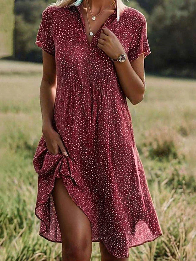 Robe Rosalie | Col Chemise & Motif Pois, Manches Courtes 1