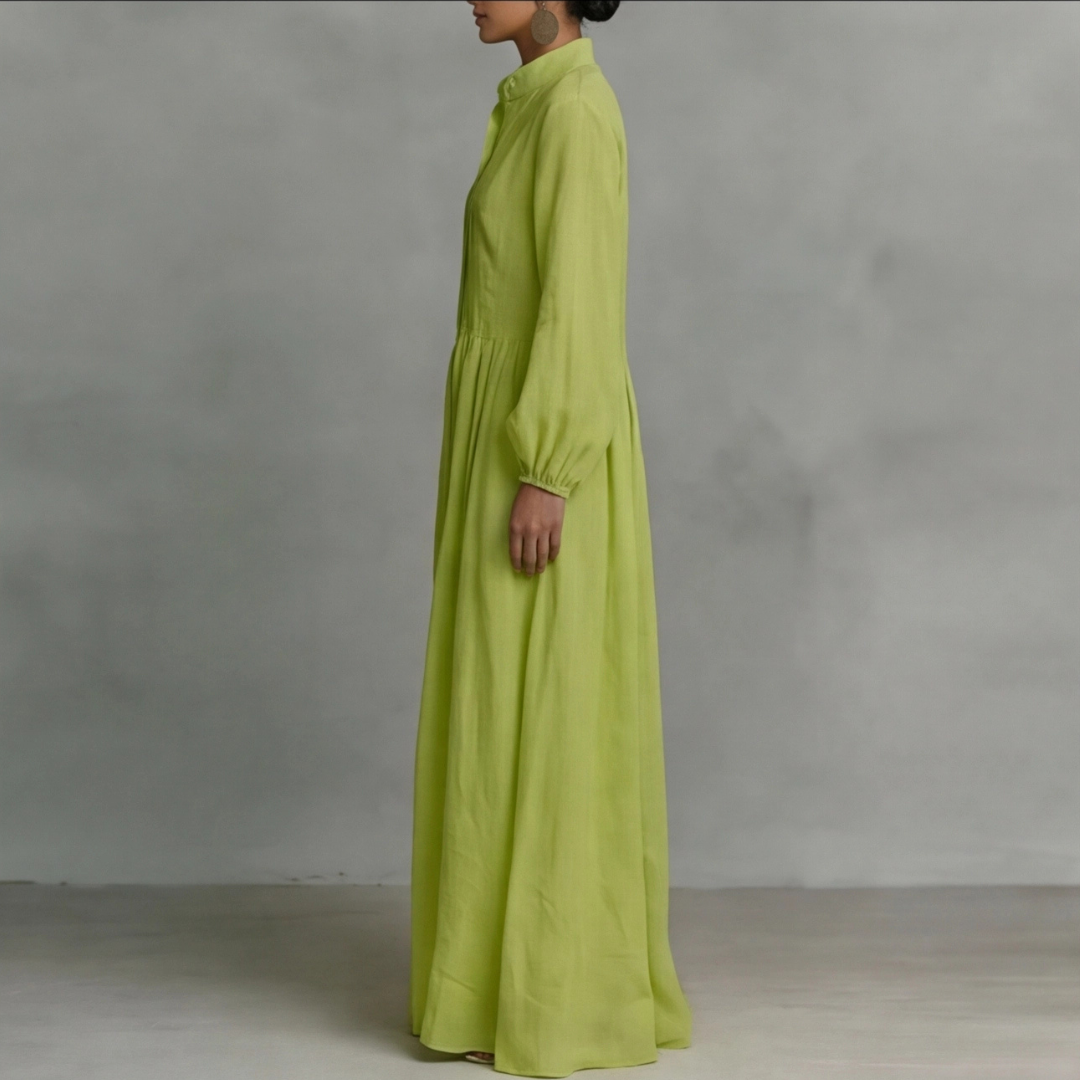 Robe longue Nella | Coton fluide, col montant & manches longues 1