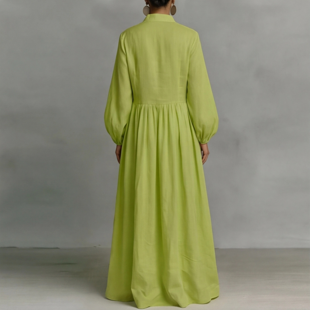 Robe longue Nella | Coton fluide, col montant & manches longues 3