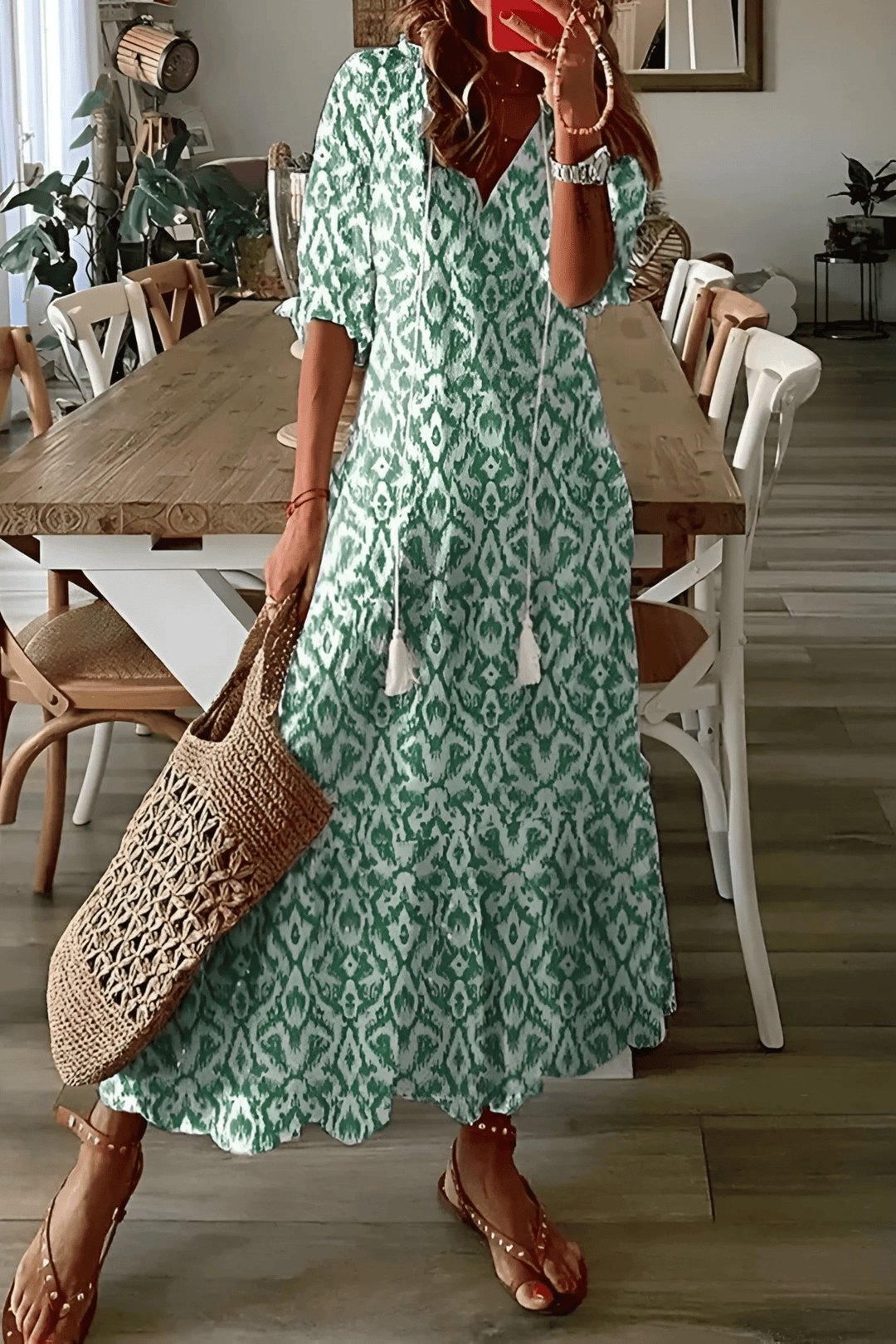 Robe midi Juliette Femme | Imprimé Délicat, Tissu Léger, Élégance Chic 1