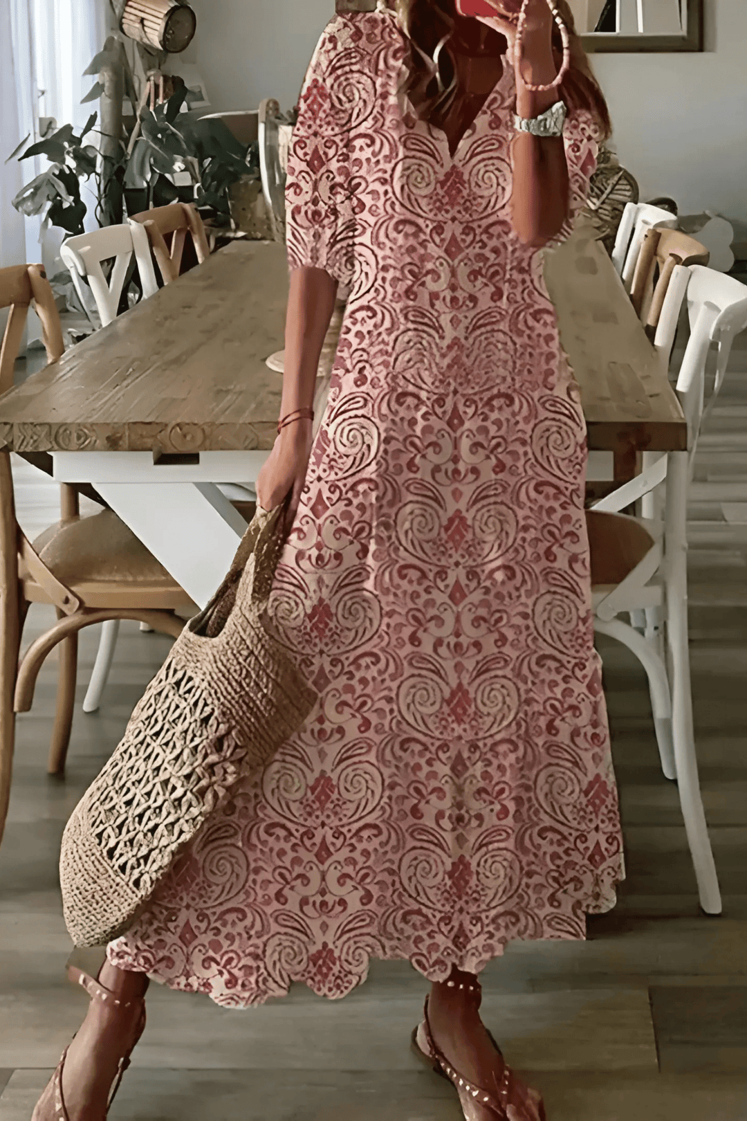 Robe midi Juliette Femme | Imprimé Délicat, Tissu Léger, Élégance Chic 2