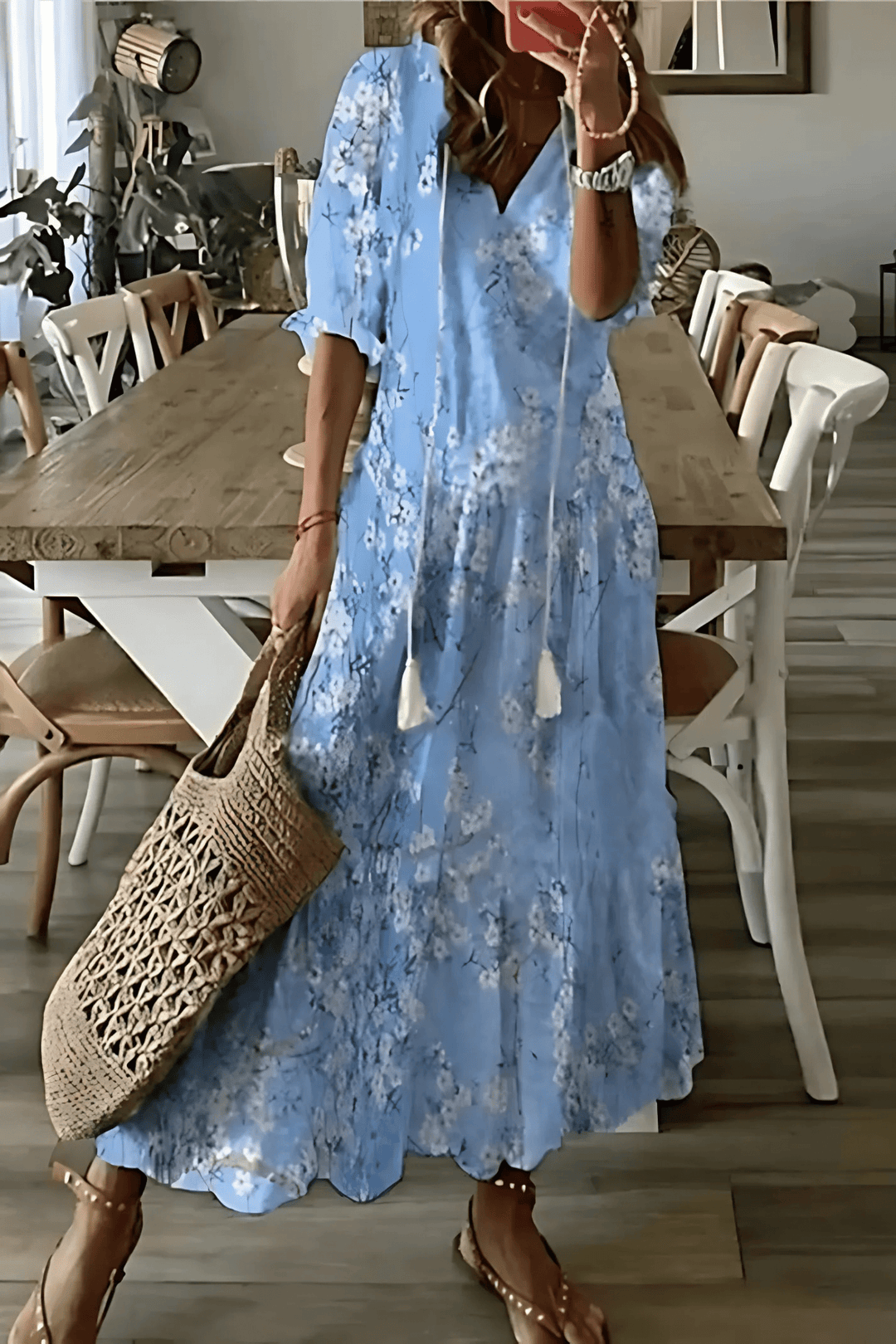 Robe midi Juliette Femme | Imprimé Délicat, Tissu Léger, Élégance Chic 4