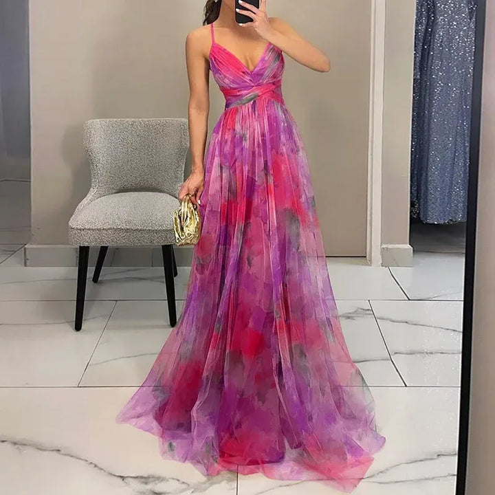 Robe Aquarelle Sarah | Maxi Fluide, Imprimé Artistique, Été 4