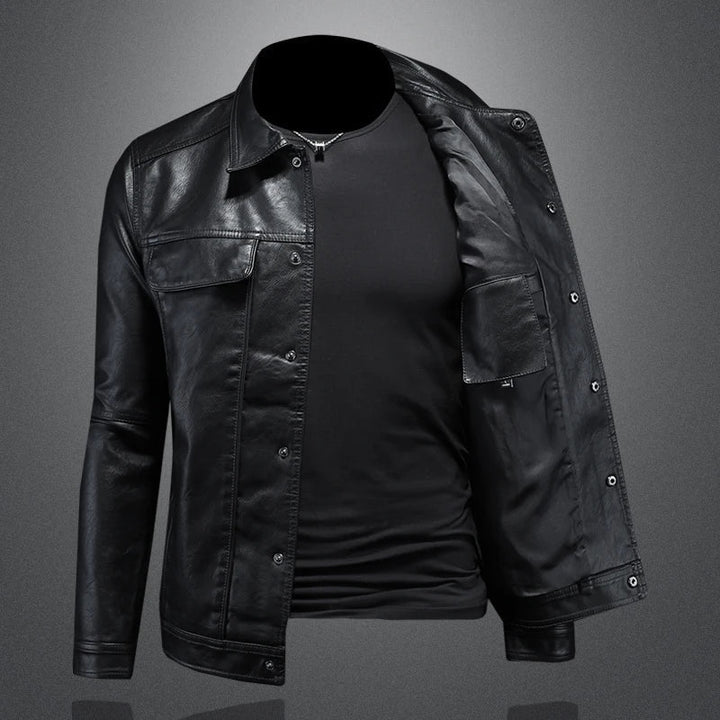 Veste en Cuir Rider Léo | Homme, Col Zippé, Style Moderne 5