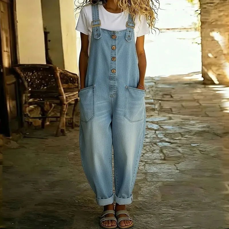 Salopette Selena | Salopette en jean femme, bretelles réglables et jambes larges 0
