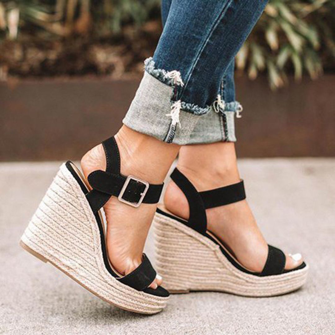Sandales Solène Compensées Femme | Jute Naturel & Cuir Verni, Bride à Boucle 2