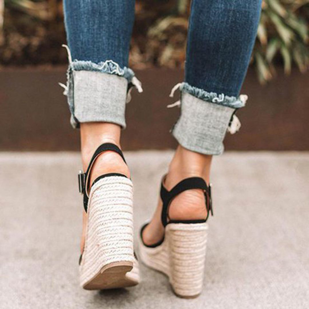 Sandales Solène Compensées Femme | Jute Naturel & Cuir Verni, Bride à Boucle 3